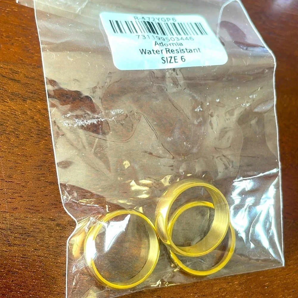 ADORNIA Water Resistant Mixed Band Stackable Ring Set 3pcs Size 6